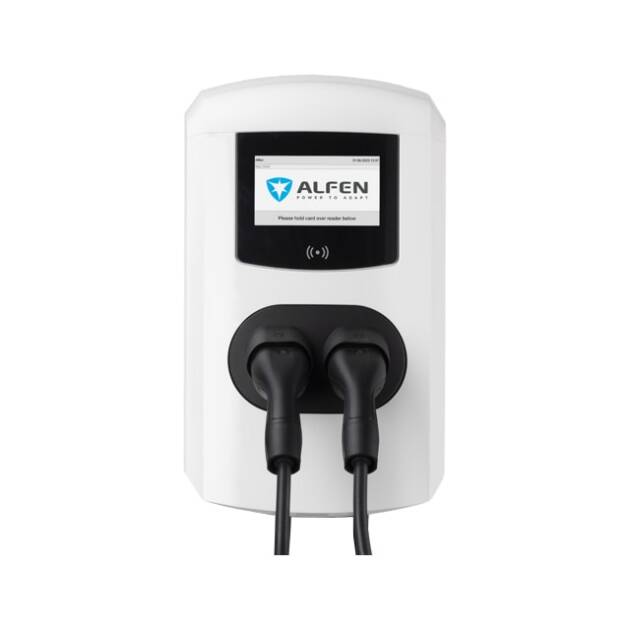 Alfen Eve Double Plus, 3-fase, 2x fixed charging spiral cable (included), enkele voedingskabel, ISO 15118 voorbereid