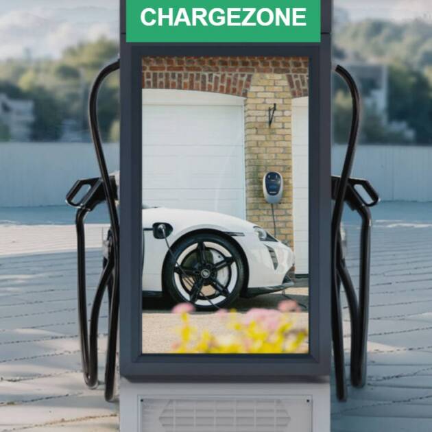 ChargeZone S240 DC snellader met 55-inch reclamescherm | 60 tot 240 kW